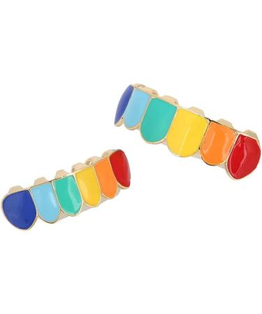 Verdant Touch Hip Hop Grillz Tooth Set - Shiny Multicolor Gold Halloween Accessories for Trendy Smile - Buy Online on GoSupps.com