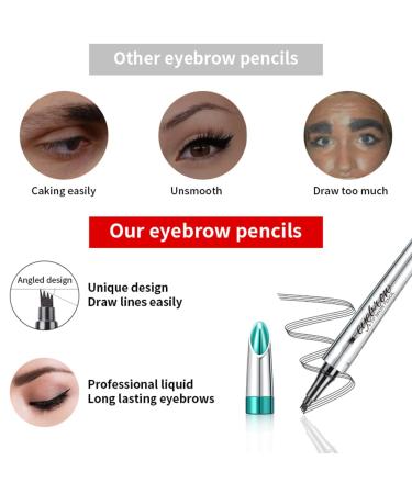 Long-Lasting Waterproof Eyebrow Pencil with 4 Tip Micro Head - #3 Reddish Brown Liquid Microblading Pen for Natural Eyebrow Makeup - Buy Online on GoSupps.com