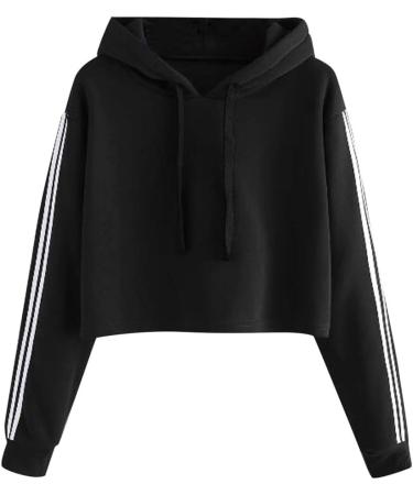 Bigfanshu Womens Hoodies Solid Lace Up Drawstring Long Sleeve Sweatershirt Hoodie Tops Autumn Loose Sweatshirt Female Black - Buy Online on GoSupps.com