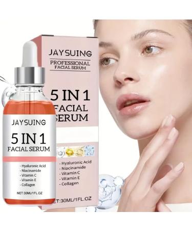 JAYSUING Collagen serum 5in1 facial treatment with hyaluronic acid collagen niacinamide vitamins C and E porereducing hydration formula suitable for all skin types nonirritating alcoholfree