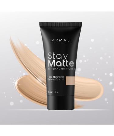 FARMASi Stay Matte Foundation - Oil-Free Matte Finish for Flawless Look - Full Coverage Face Makeup - 1 fl. oz / 30 ml (Natural) - Buy Online on GoSupps.com