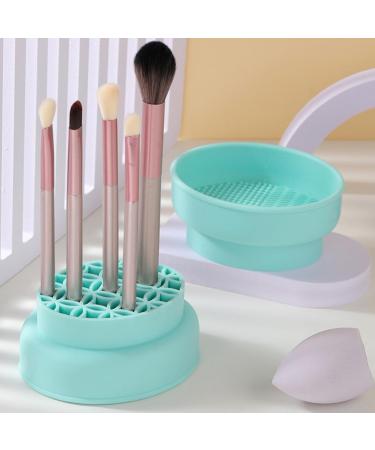 FOMIYES 2 in 1 Makeup Brush Cleaning Mat with Brush Drying Holder Silicone Brush Cleaner Pad Cosmetic Brush Organizer Rack Portable Washing Tool for Makeup - Buy Online on GoSupps.com