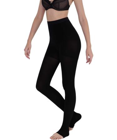 AMZAM 15-20 mmHg Graduated Compression Pantyhose for Women Men - Opaque Waist High Support Tights - Edema Varicose Veins DVT - XXL Open Toe Black - Buy Online on GoSupps.com