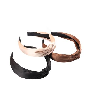 Manshui Satin Cross Knotted Headbands - Set of 3 | Hair Accessory for Daily Wear, Dating, Sports, and Makeup - Buy Online on GoSupps.com