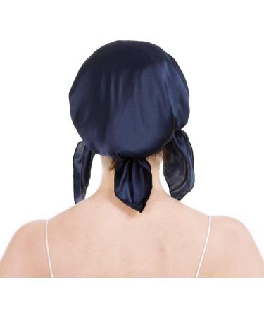 Oropy 100% Silk Sleep Cap for Women - Breathable Night Cap for Hair Loss - One Size Navy Blue | Hair Beauty Accessory - Buy Online on GoSupps.com