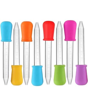 Yiasangly 5ml Liquid Droppers Clear Medicine Silicone and Plastic Pipettes Eye Dropper with Bulb Tip for Kids Candy Molds (8 Pack)