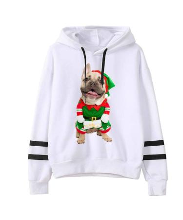 Bigfanshu Womens Tops Christmas Print Hooded Long Sleeves Sweatshirt Pullover Shirt