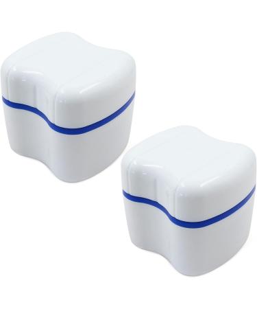 Buy Dental Third Teeth Storage Box - 2 Piece Prosthesis Cup with Filter Basket | Durable Orthodontic Dentures Organizer (White/Blue) - International Shipping Available - Buy Online on GoSupps.com