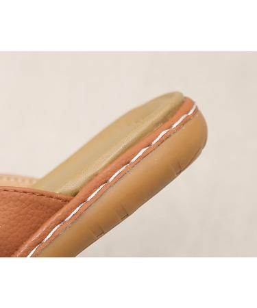 Comfy Breathable PU Leather Bow Flat Heel Flip Flops for Women - Summer Clip Toe Slippers for Big Toe Foot Correction - Size 7 Brown - Buy Online on GoSupps.com
