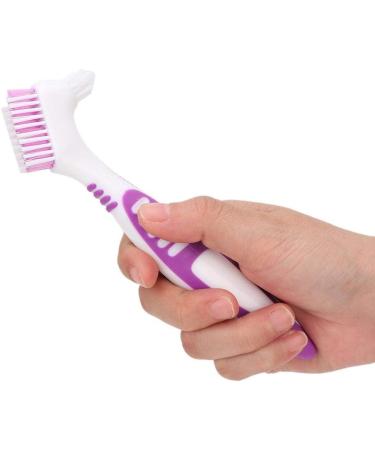2pcs Double Bristle Head Denture Cleaning Brush Set - Portable Ergonomic Toothbrush for Denture Care and Retainer Cleaning - Buy Online on GoSupps.com