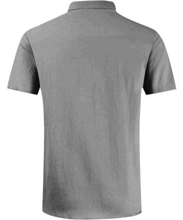 Men's Short Sleeve Revers Single-Colored Summer Shirt - Oversized 5XL Gray Leisure & Beach T-Shirt with 2 Breast Pockets - Buy Online on GoSupps.com
