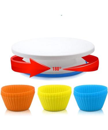 Queuca Professional Baking Accessories Set - Rotatable Cake Stand Piping Bags & Fondant Tools | Perfect for Cakes and Baked Goods - Buy Online on GoSupps.com