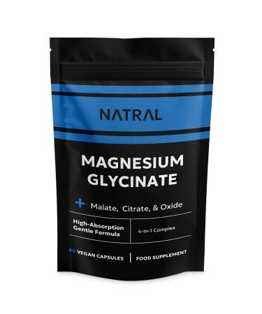 Magnesium Glycinate 4-in-1 Complex with Bisglycinate Citrate Malate and Oxide- Superior Absorption - 60 Vegan Capsules - for Sleep & Muscle Function