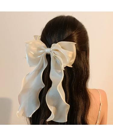 Youvelst 3PCS Bow Hair Barrettes for Girls & Women - Blue Purple White | Large Hair Metal Clips - French Barrette Big Bow Ribbon Hair Accessories - Buy Online on GoSupps.com