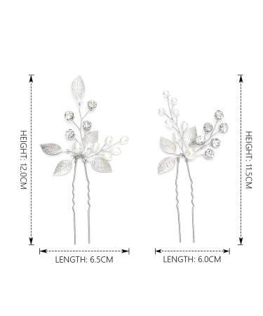 Fashband Bridal Hair Pins Clips - Silver Leaf Opal Pearl Accessories for Women & Girls (Pack of 2) - Buy Online on GoSupps.com