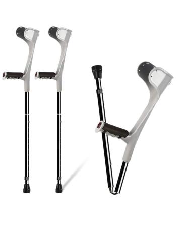Folding Adult Forearm Crutches Portable Collapsible Medical Arm Cuff Crutch Height Adjustable Lightweight Aluminum Alloy Elbow Walker Fashionable Bathing in Sunlight Grey 2Pcs