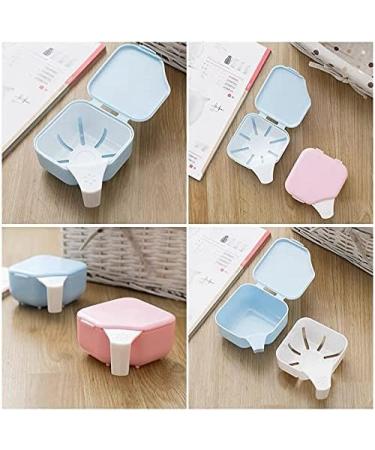 Darin 2Pack Denture Case - Denture Cleaning Container with Strainer Lid - Travel Retainer Box for Women and Men - Lightblue - Buy Online on GoSupps.com