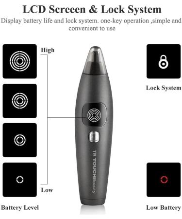 TOUCHBeauty Nose & Ear Hair Trimmer - Smart LCD Painless & Precise Cordless Waterproof Dual Edge Blades - Ideal for Men & Women Compact & Portable - Buy Online on GoSupps.com