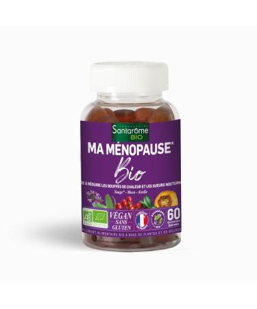 Santarome Bio - Organic Ma Menopause Gummies | Menopause Food Supplement | Hot Flashes & Night Sweats - Maca Sage Lingonberry | 60 gummies-1 month| Vegan| Made In France | Blackberry taste