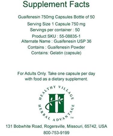 Guaifenesin Capsules 750mg - Pure Guaifenesin, 50 Capsules - Buy Online on GoSupps.com