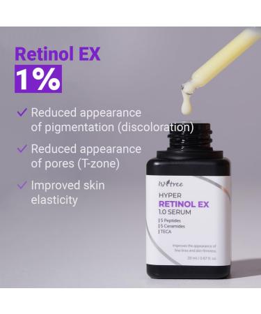 ISNTREE Hyper Retinol EX 1.0 Serum 20ml | Anti-Aging with 5 Peptides & 5 Ceramides | Reduce Fine Lines Worldwide Shipping - Buy Online on GoSupps.com