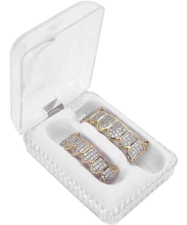 Brass Teeth Set Hip Hop Prop Teeth Accessory Decoration for Halloween Party Gift (two color suit) - Buy Online on GoSupps.com