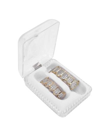 Messing teeth set brass galvanization hip-hop props teeth accessories decoration brass teeth for Halloween party (two-color suit)