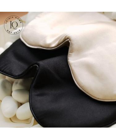 2Pcs Pure Mulberry Silk Eye Mask with Adjustable Strap for Comfortable Sleeping - Black & Beige - Buy Online on GoSupps.com