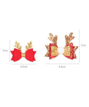 Anewish Christmas Hair Clips for Girls - 4-Piece Glitter Antlers & Bow Knot Set | Festive Red Hair Jewelry - Buy Online on GoSupps.com
