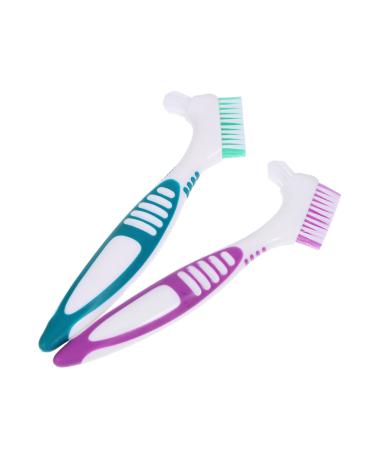 Minkissy 2 pieces of prostheses cleaning brush toothbrushes for braces double -sided prosthetic toothbrush double heads prosthesis brush portable prosthesis brush toothbrush in