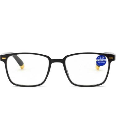High-Resolution Anti-Blue Light Resin Reading Glasses for Men & Women - Retro Square Frame Silver Eded Black Size 3.50 - Buy Online on GoSupps.com