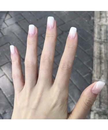 Brishow Coffin False Nails - White Short Gradient Acrylic Press on Nails for Women - 24pcs - Buy Online on GoSupps.com