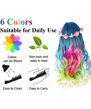 Temporary Hair Color Chalk Set - 6 Washable Non-Toxic Colors for Kids & Adults | Perfect for Christmas & Birthday Parties - Buy Online on GoSupps.com