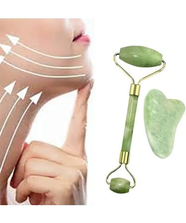 Natural Jade Roller & Gua Sha Set - Anti-Aging Facial Massagers for Rejuvenating Skin Reducing Wrinkles & Puffiness - Buy Online on GoSupps.com