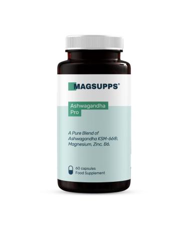 MAGSUPPS Ashwagandha Pro - 500mg of Ashwagandha KSM-66 with Magnesium Zinc & B6 - Pure UK Made Supplement - 30 Servings - 60 Capsules - No Fillers