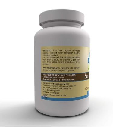Priority One Vitamins Sun D3 10 000 90 Vegetarian Capsules - The Most bioavailable Form of Vitamin D (cholecalciferol).* - Buy Online on GoSupps.com