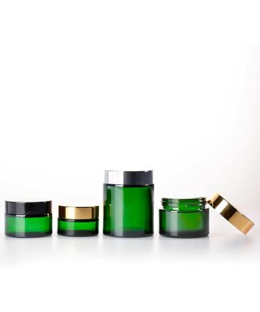 Zeoabsy 6-Piece 50ml Green Glass Cream Box Set with Silver Screw Lid & Spatulas Perfect for Gels Creams & Ointments | International Shipping - Buy Online on GoSupps.com
