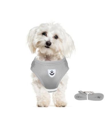 Meioro dog harness with leash reflecting soft padded dogs dishes-active adjustable breast harness for small medium-sized puppy cat-black vest (gray XS breast: 26-29cm) XS breast: 26-29cm gray