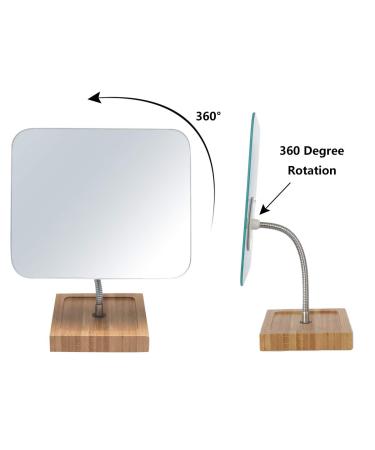 YEAKE Flexible Gooseneck Bamboo Vanity Makeup Mirror360Rotation 8 Large Frameless Vanity Mirror Folding Portable Table Desk Mirror with Stand Bathroom Shaving Make Up Mirrors Rectangle Large (Pack of 1) Bamboo Flexible  - Buy Online on GoSupps.com