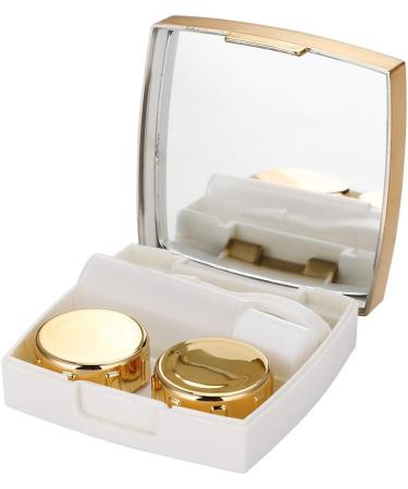 Travel Contact Lens Case - Portable Mini Eye Care Box with Mirror (Gold) | International Shipping Available - Buy Online on GoSupps.com