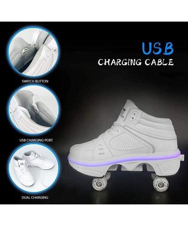 Buy LED 4-Wheel Adjustable Roller Skates - Bright Shoes for Men Women & Kids | White 38 EU - International Shipping Available - Buy Online on GoSupps.com
