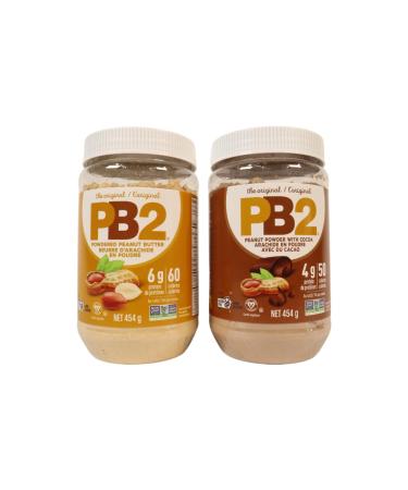 Peanut Butter Powder - Original Peanut Butter 454g and Chocolate Peanut Butter 454g - High Protein Peanut Butter Ideal for Smoothies Baking and More! Low-Calorie Powdered Peanut Butter.