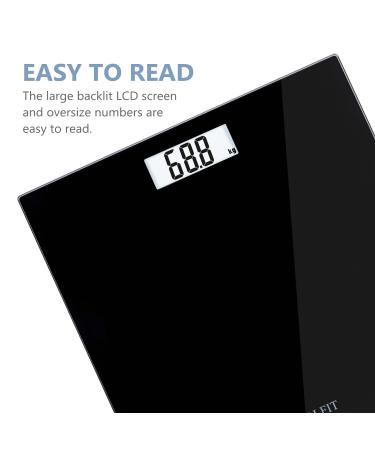 NUTRI FIT Digital Bathroom Scale - 400 lbs Ultra Slim & Accurate for Gym & Yoga Studio - Large Backlit Display - Black - Buy Online on GoSupps.com