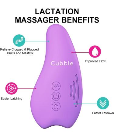 Cubble Warming Lactation Massager | Breastfeeding Support for Clogged Ducts & Engorged Breasts - Improve Milk Flow | Purple - Buy Online on GoSupps.com