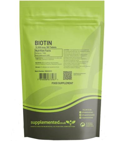 Biotin 12,000mcg High Strength 360 Tablets | UK Made Pharmaceutical Grade Hair Supplement - Buy Online on GoSupps.com