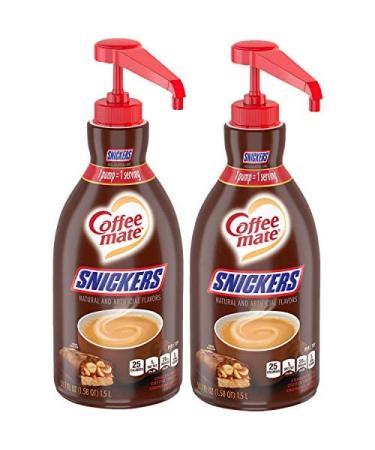 Nestle Coffee mate Snickers Coffee Creamer, Concentrated Liquid Pump Bottle, Non Dairy, No Refrigeration, 50.7 Fl. Oz. (Pack of 2) Snickers 50.7 Fl. Oz. (Pack of 2)