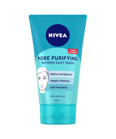 NIVEA PURIFY PORES Daily Wash Scrub (150 ml) Purifying Face Scrub Facial Scrub Prevents Blackheads Exfoliating Scrub with Natural Magnolia Extract and Lactic Acid