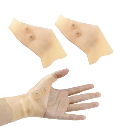 1 Pair Silicone Thumb Support Soft Brace Wrist Support Elastic Hand Thumb Support Band Pain Relief Braces Gel Support for Enthesitis Tendovaginitis Beige