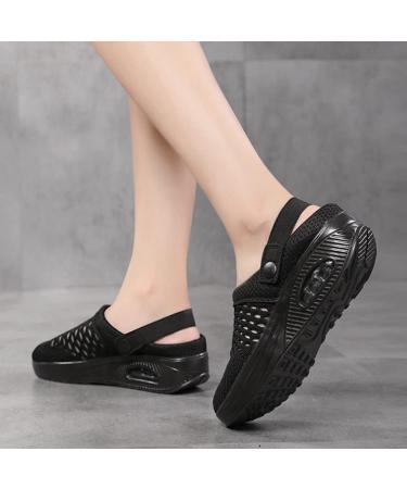 Stratuxx Kaze Women Diabetic Walking Air Cushion Slip-On Orthopedic Sandals - Size 10, Black - Buy Online on GoSupps.com
