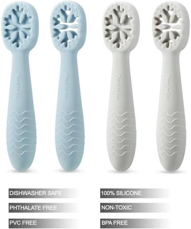Buy BPA-Free Pandaear Baby Spoon Set (4 Pack) - Soft Silicone Feeding Utensils for Toddlers 6 Months+ | Safe Dining Forks in Blue/Gray - Buy Online on GoSupps.com